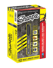 MARKER SHARPIE PRO PERMANENT FINE BLACK PACK OF 12