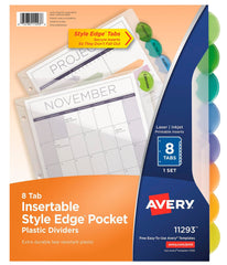 DIVIDERS STYLE EDGE INSERTABLE 8 TAB WITH POCKET AVE11293