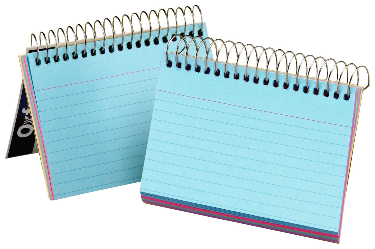 INDEX CARDS OXFORD ASST RULED SPIRAL 3X5 IN PK OF 50