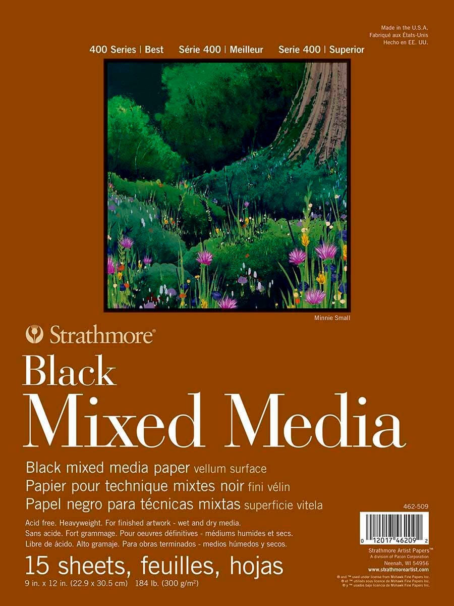 PAPER PAD MIXED MEDIA 9X12 IN BLACK 15 SHTS