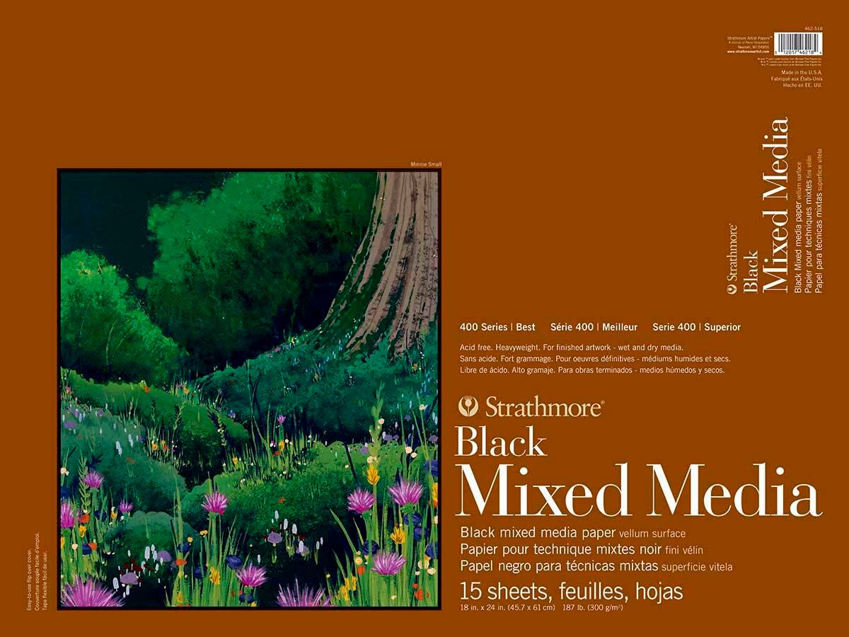 PAPER PAD MIXED MEDIA 18X24 IN BLACK 15 SHTS