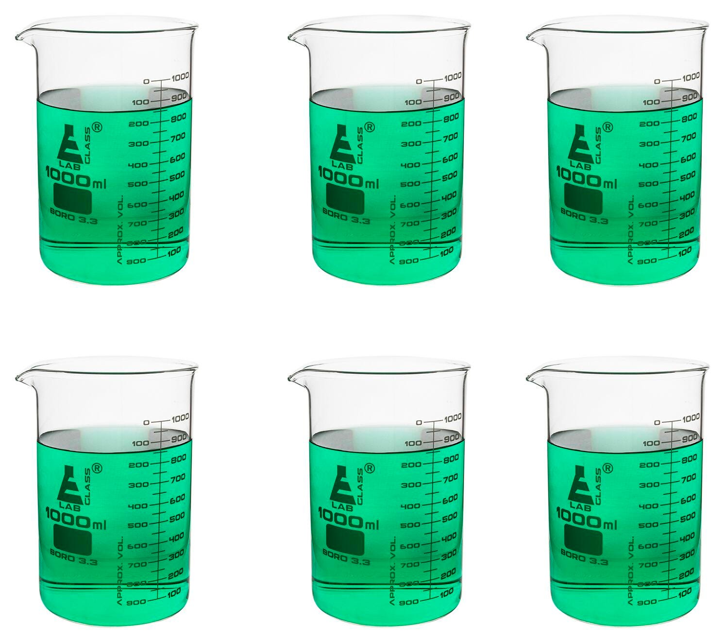 BEAKER GLASS ASTM 1000ML 6 PK