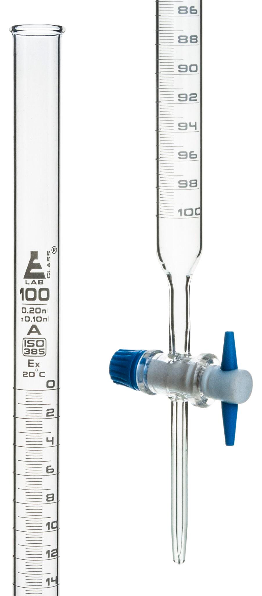 BURETTE GLASS WITH PTFE STOPCOCK 100ML