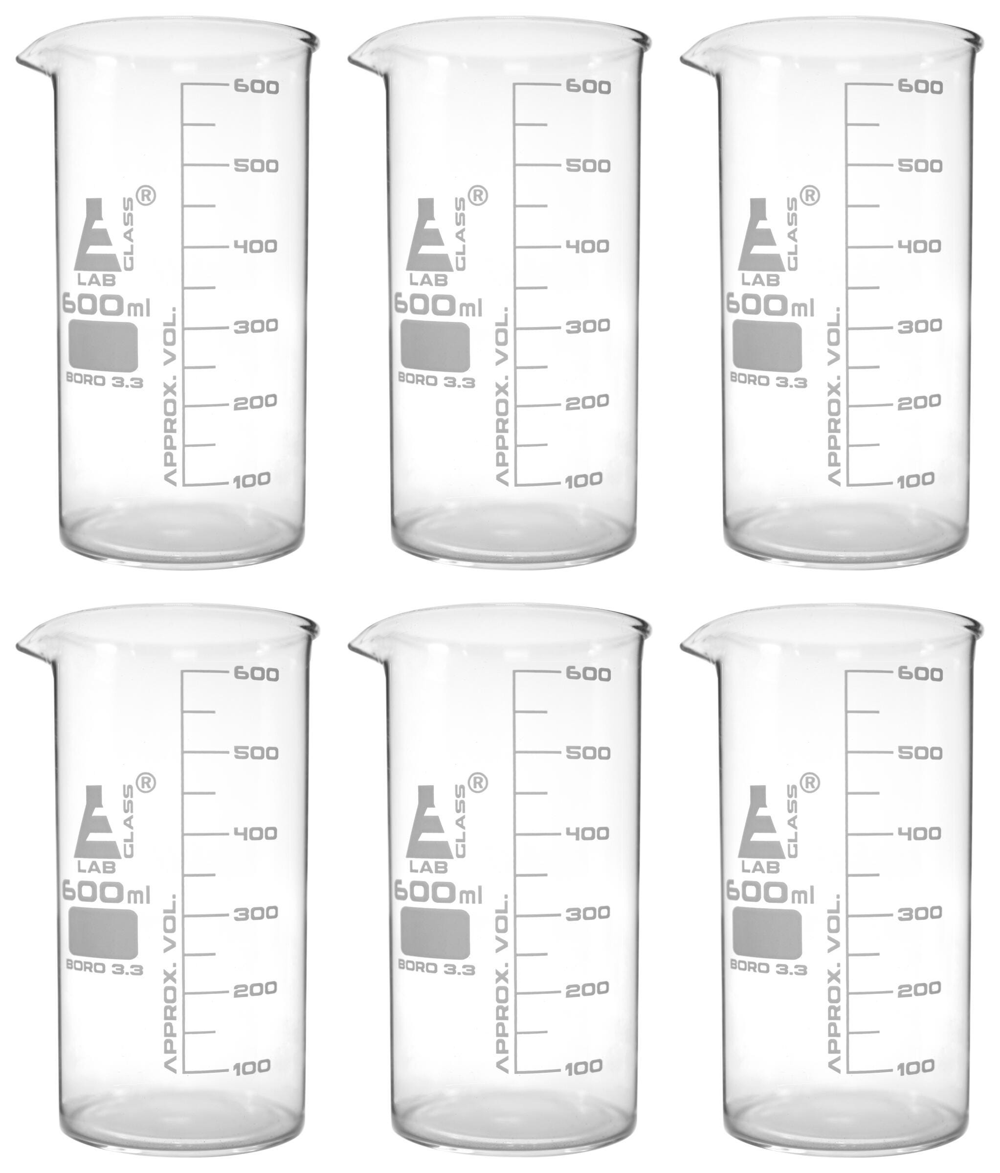 BEAKER GLASS TALL FORM 600ML 6PK