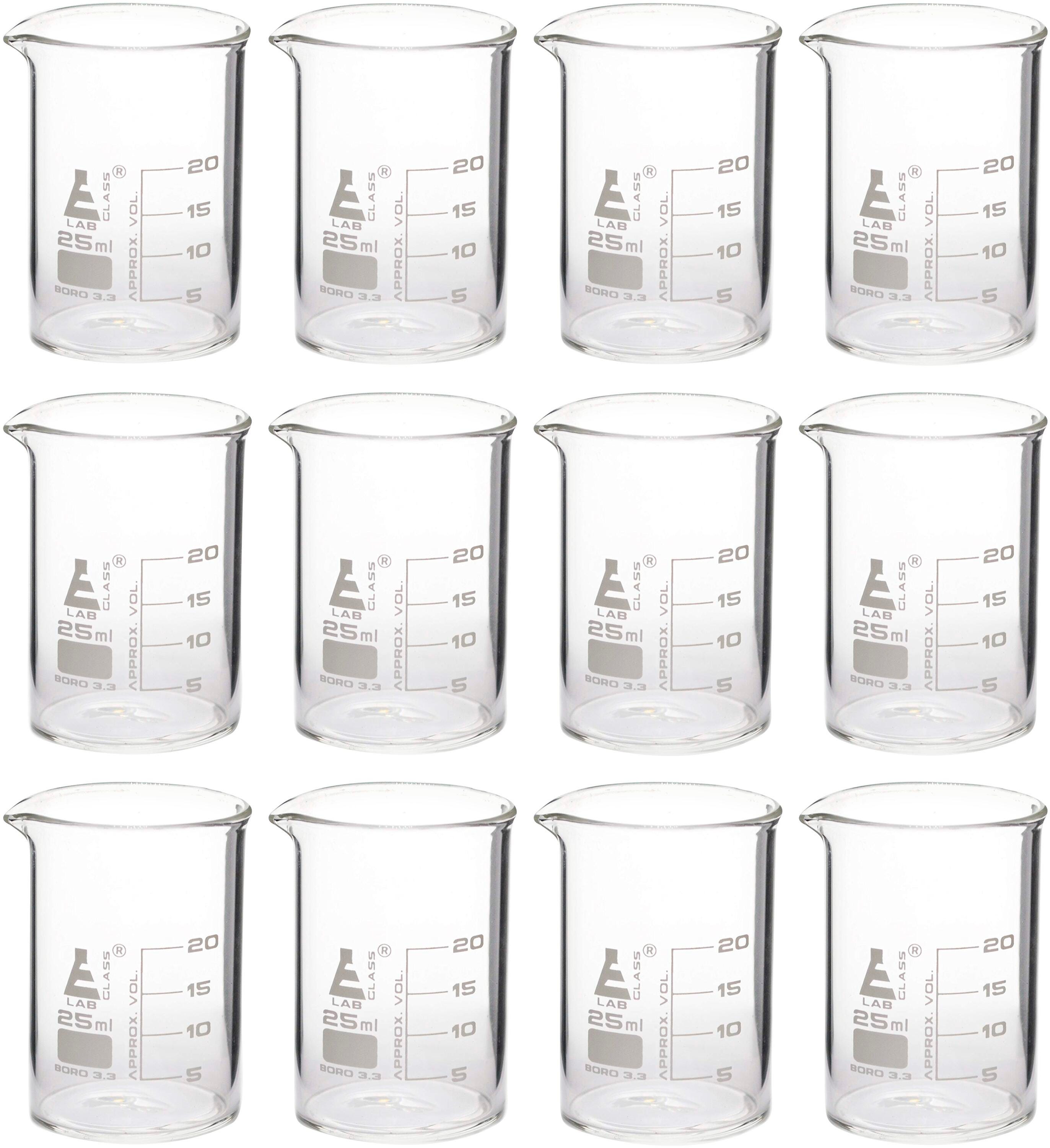 BEAKERS BOROSILICATE GLASS 20ML 12PK