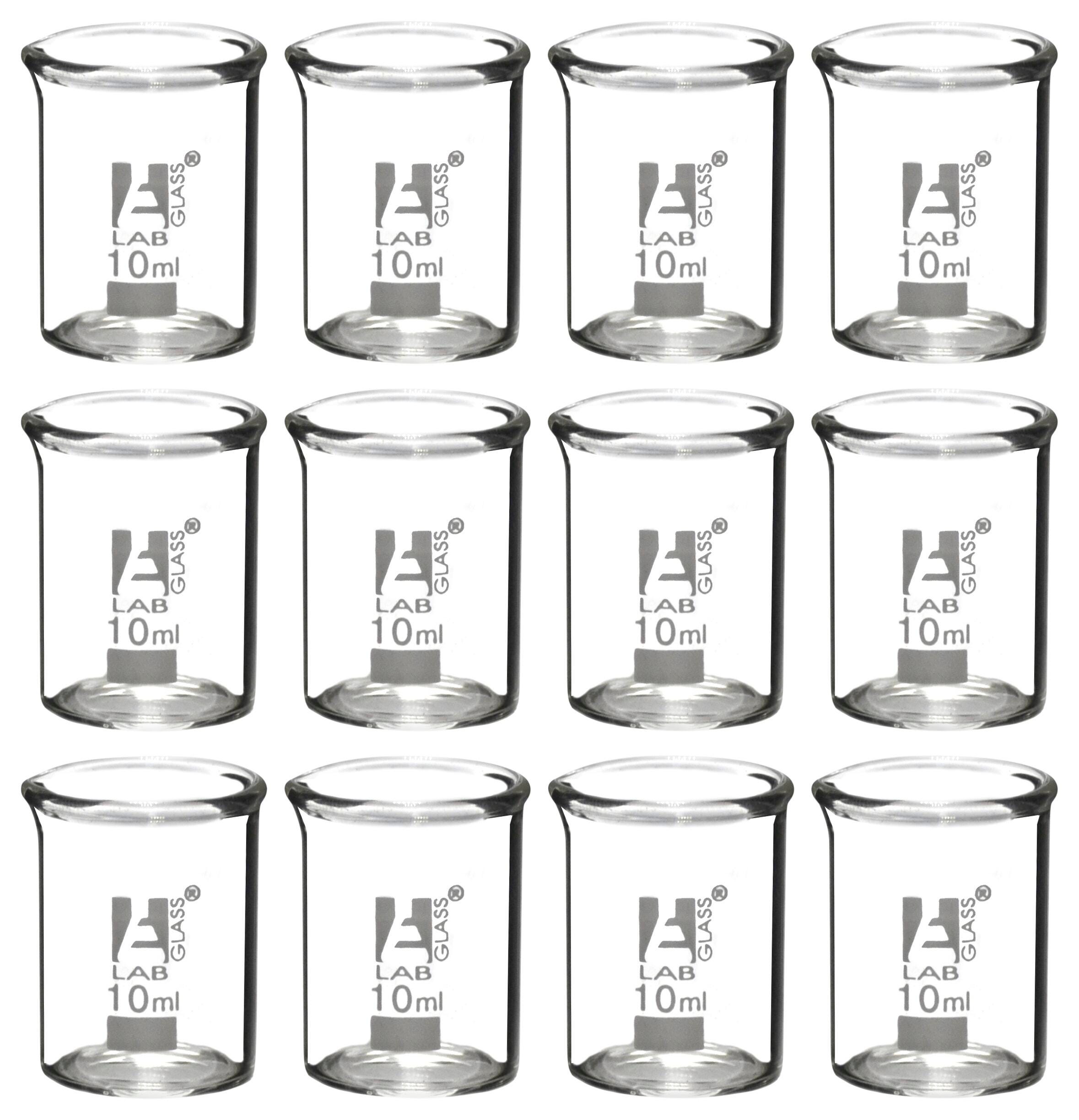 BEAKERS BOROSILICATE GLASS 10ML 12PK