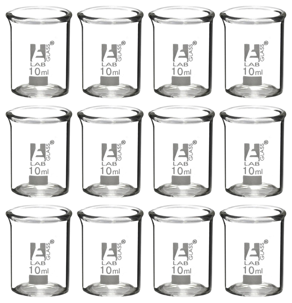 BEAKERS BOROSILICATE GLASS 10ML 12PK