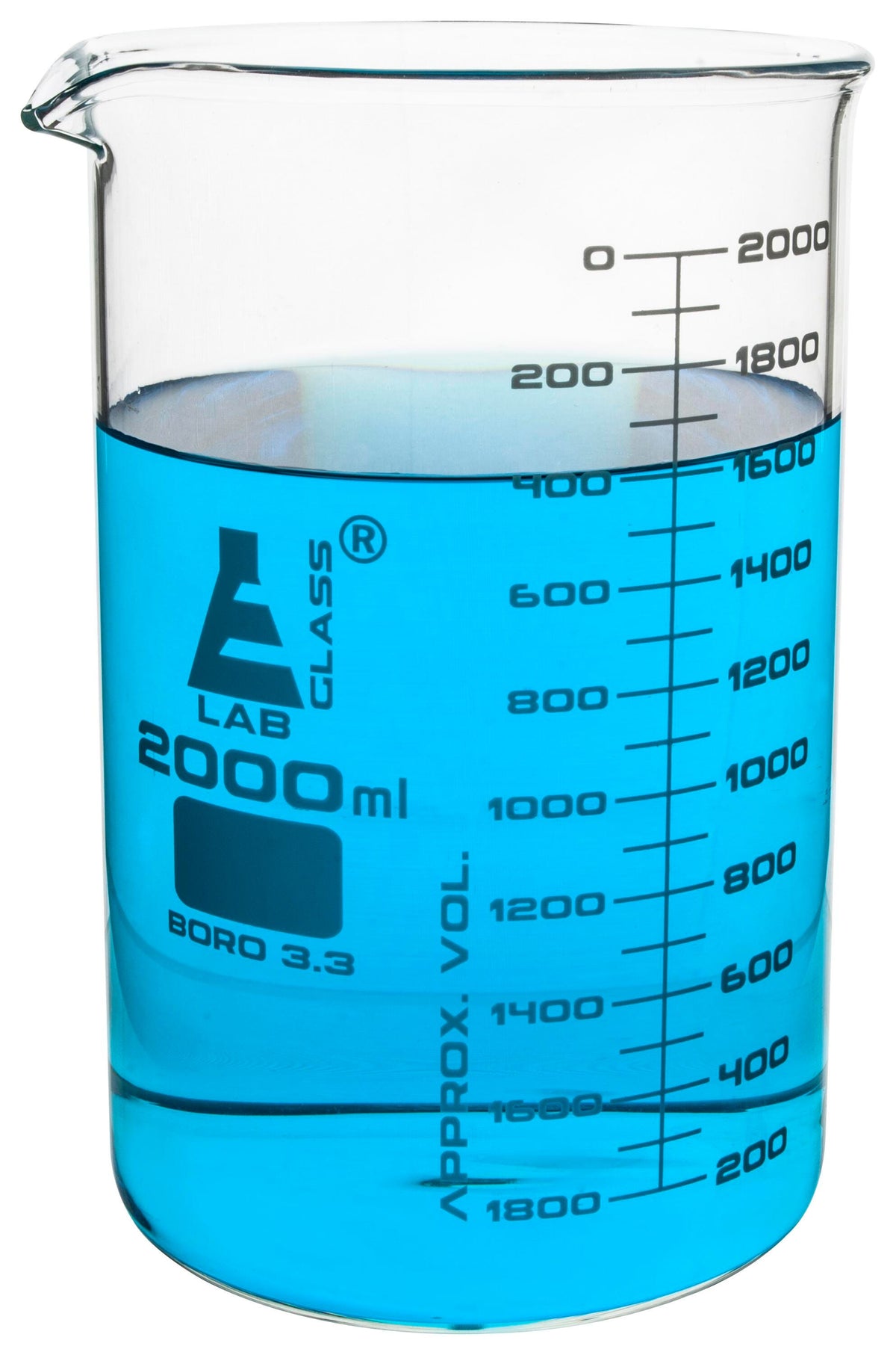 BEAKER BOROSILICATE GLASS ASTM 2000ML