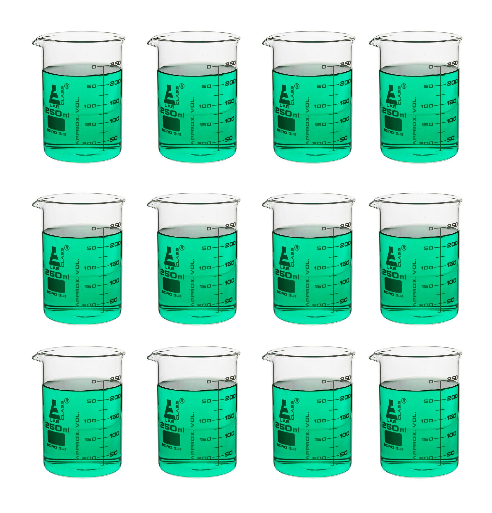 BEAKER GLASS ASTM 250ML 12 PK