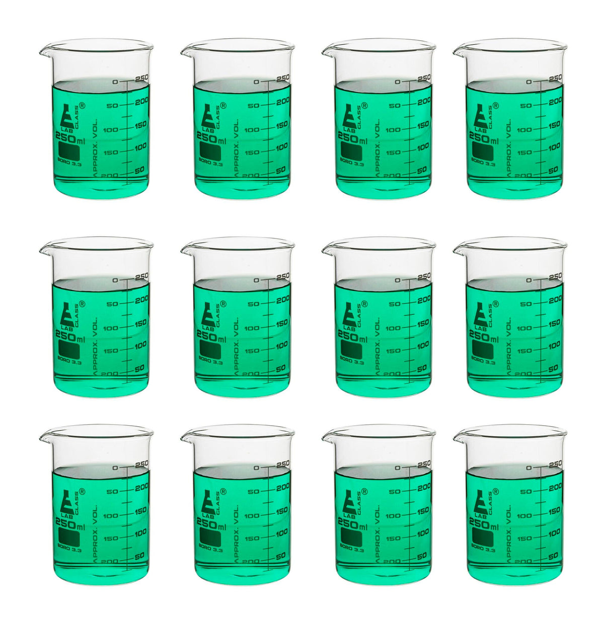 BEAKER GLASS ASTM 250ML 12 PK