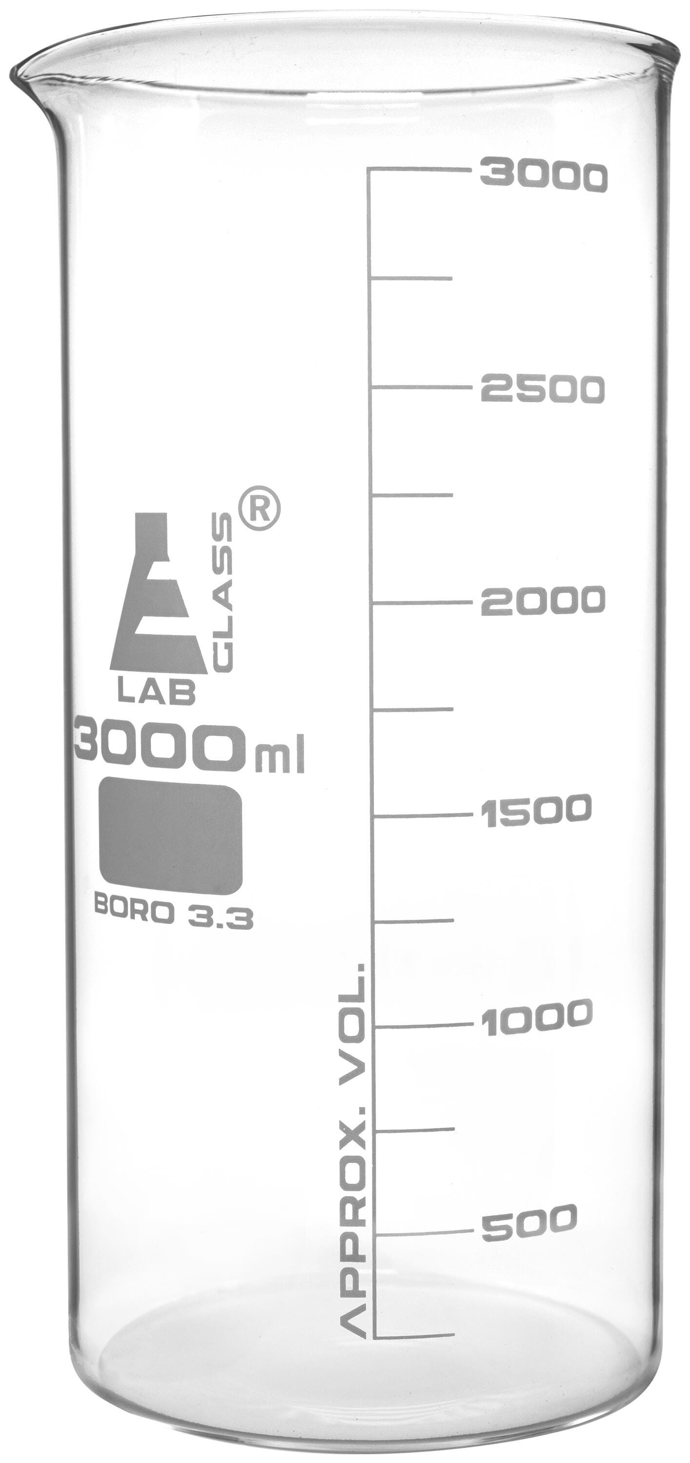 BEAKER GLASS TALL FORM 3000ML
