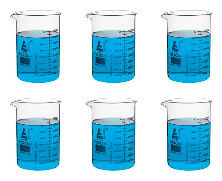 BEAKER GLASS ASTM 400ML 6 PK