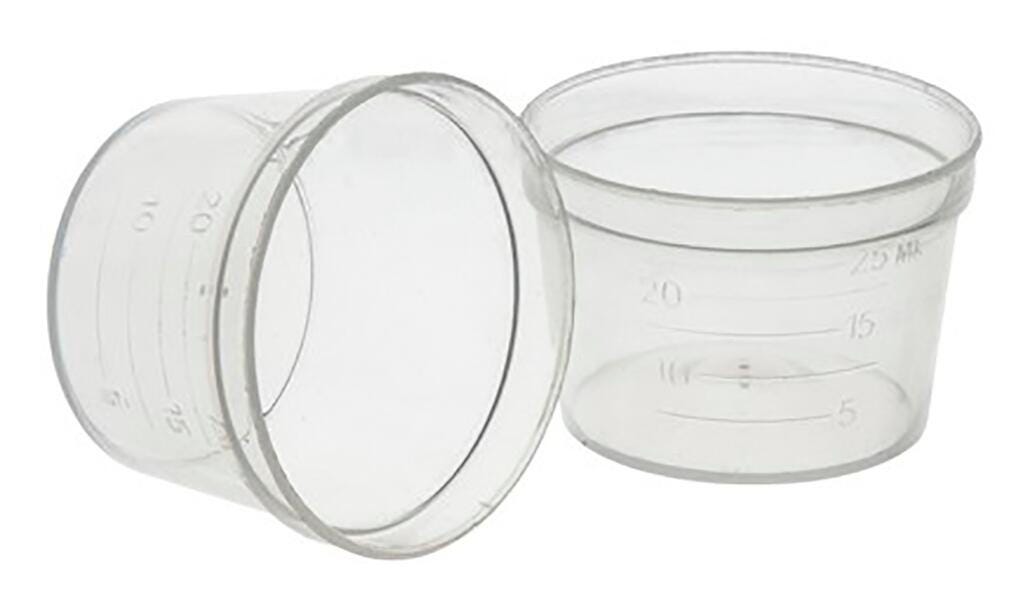 CUPS SMALL GRADUATED 25ML 250 PACK