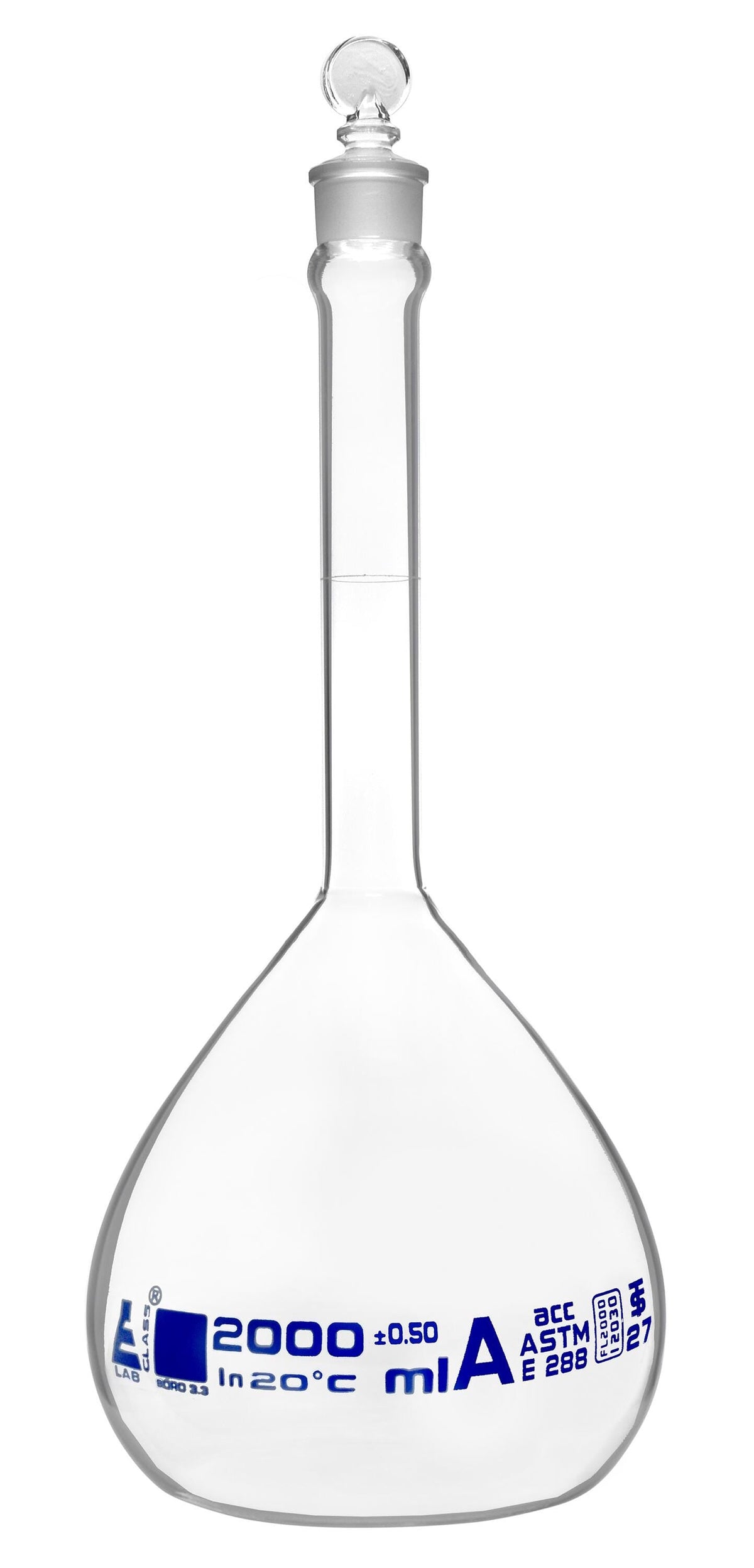 FLASK VOLUMETRIC ASTM 2000MLBLUE GRAD