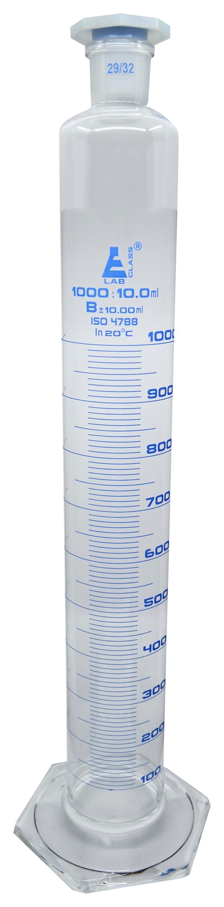 CYL GRAD POLY STOPPER HEX BASE 1000ML