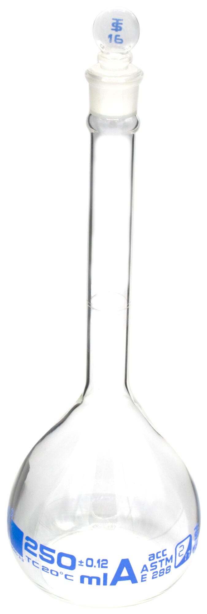 FLASK VOLUMETRIC ASTM 250MLBLUE GRAD