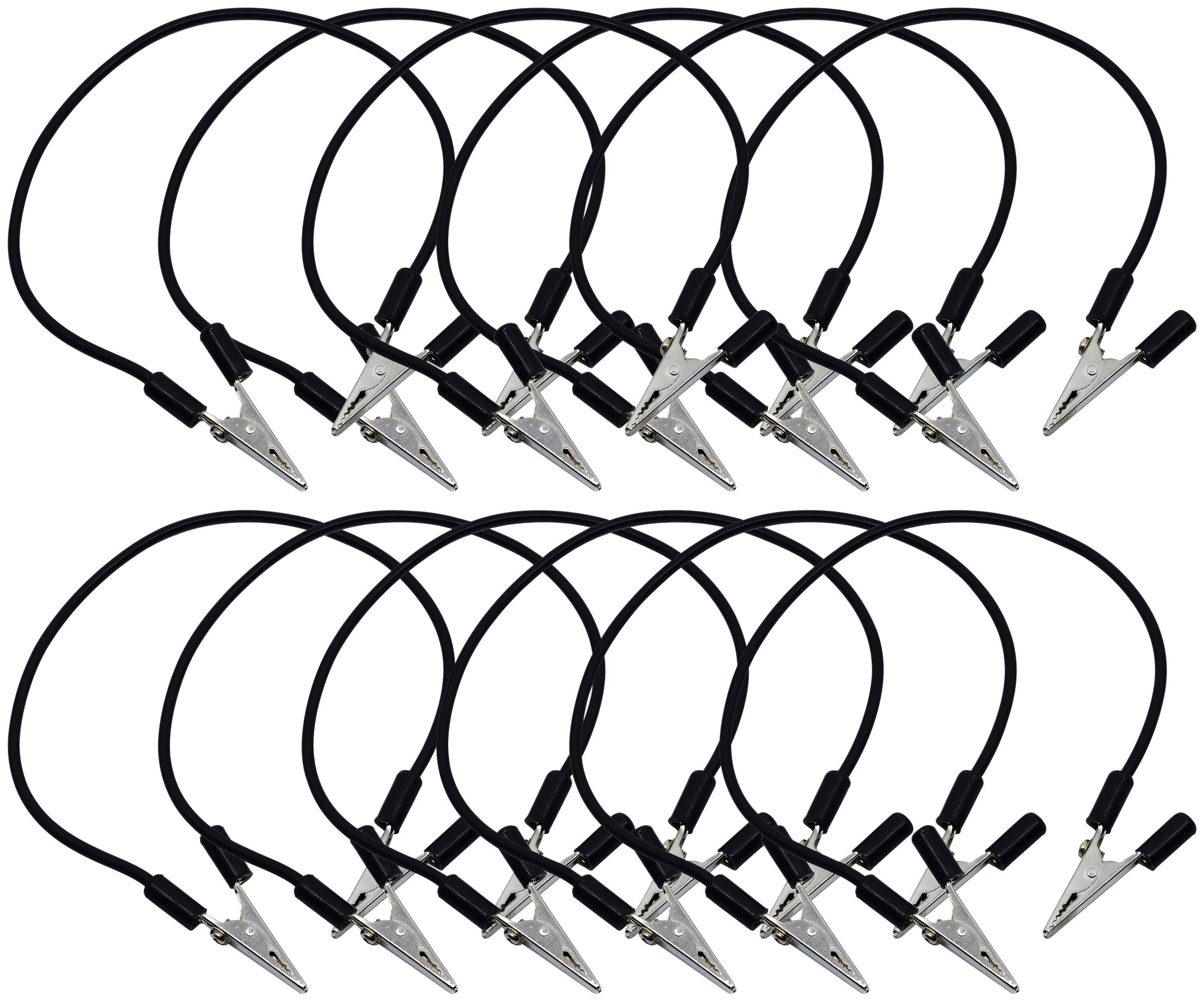 LEADS ALLIGATOR CLIPS 300MM BLACK 12PK