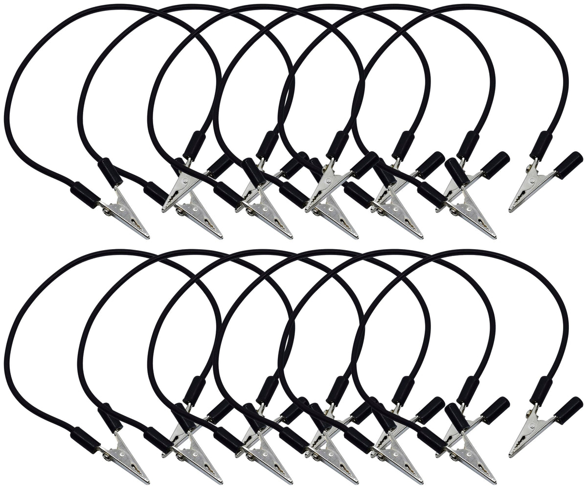 LEADS ALLIGATOR CLIPS 300MM BLACK 12PK