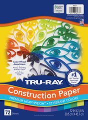 PAPER CONST TRU RAY COLORWHEEL ASST 12X18 IN 72 SHTS