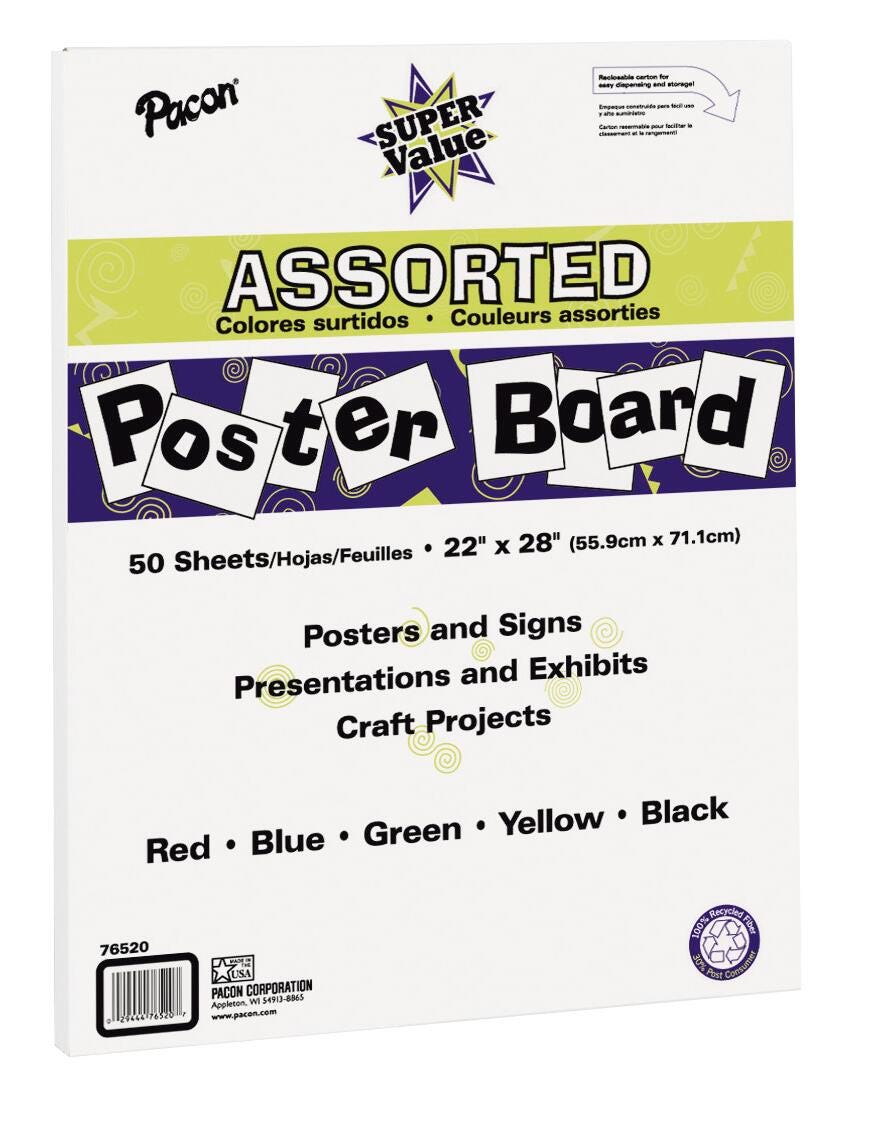 BOARD POSTER SUPER VALUE ASST 22X28 IN PK OF 50
