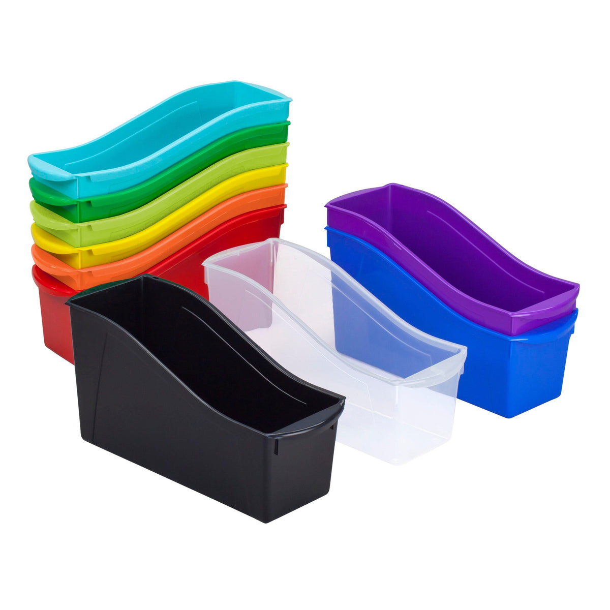 BOOK BINS INTERLOCKING LARGE ASSORTED SET OF 10