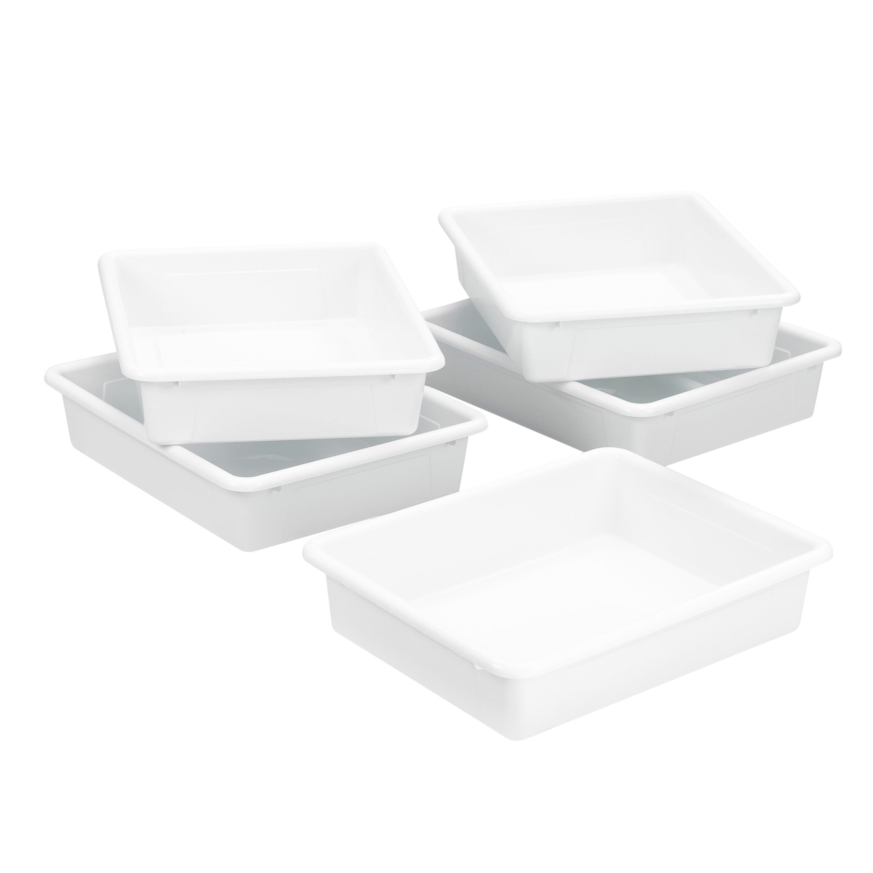SCHOOL SMART STORAGE TRAY - 10-3/4 X 13-1/4 X 3 INCHES - WHITE - PACK OF 5