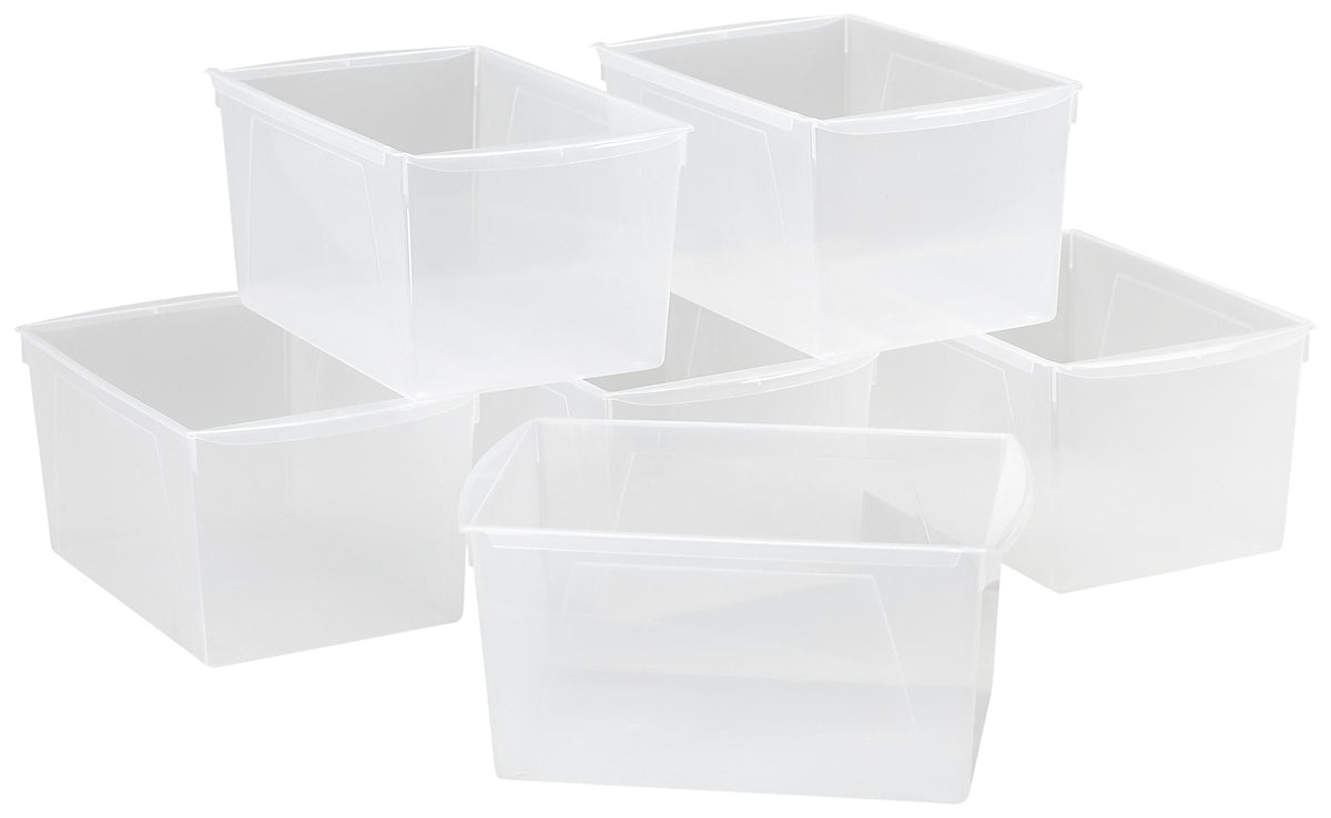 BOOK BINS INTERLOCKING DOUBLE WIDE TRANSLUCENT PACK OF 6