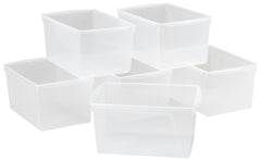 BOOK BINS INTERLOCKING DOUBLE WIDE TRANSLUCENT PACK OF 6