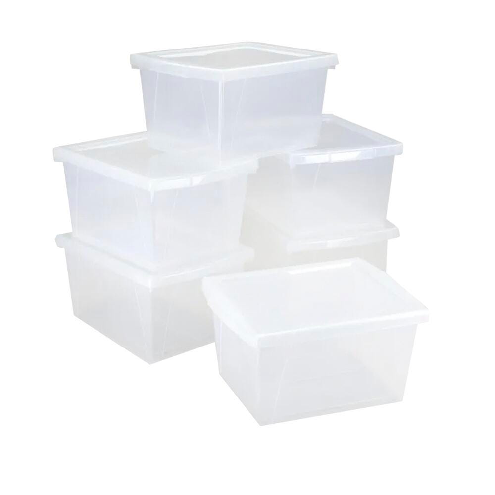 STORAGE BIN 4 GAL WITH COVER TRANSLUCENT PACK OF 6