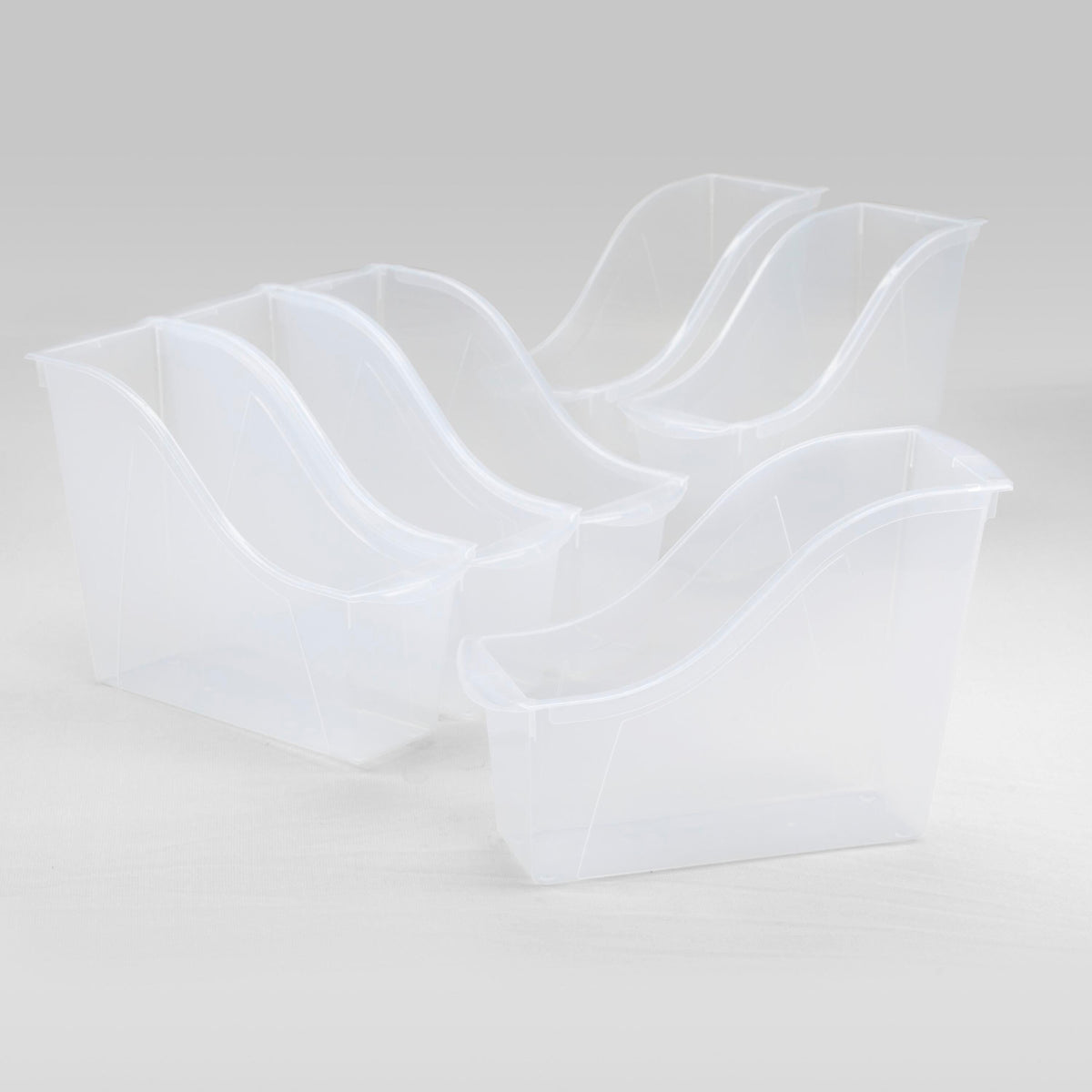 BOOK BINS INTERLOCKING SMALL TRANSLUCENT PACK OF 6