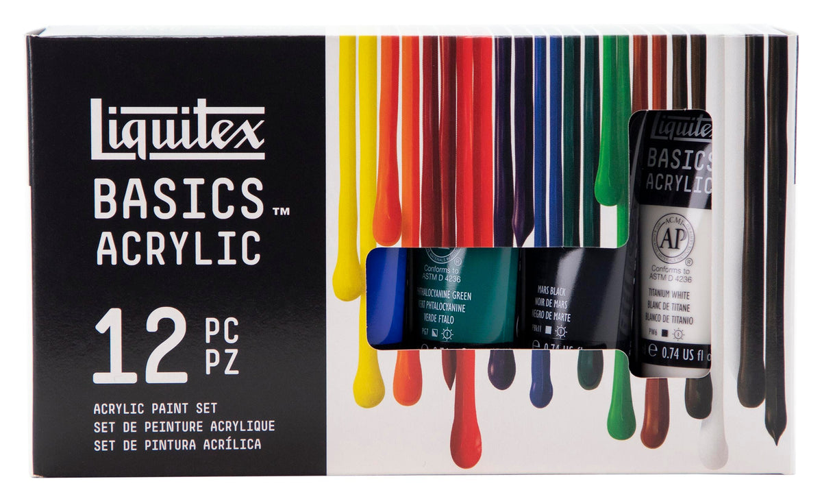 PAINT ACRYLIC LIQUITEX BASICS 0.74 OZ ASST COLORS SET OF 12