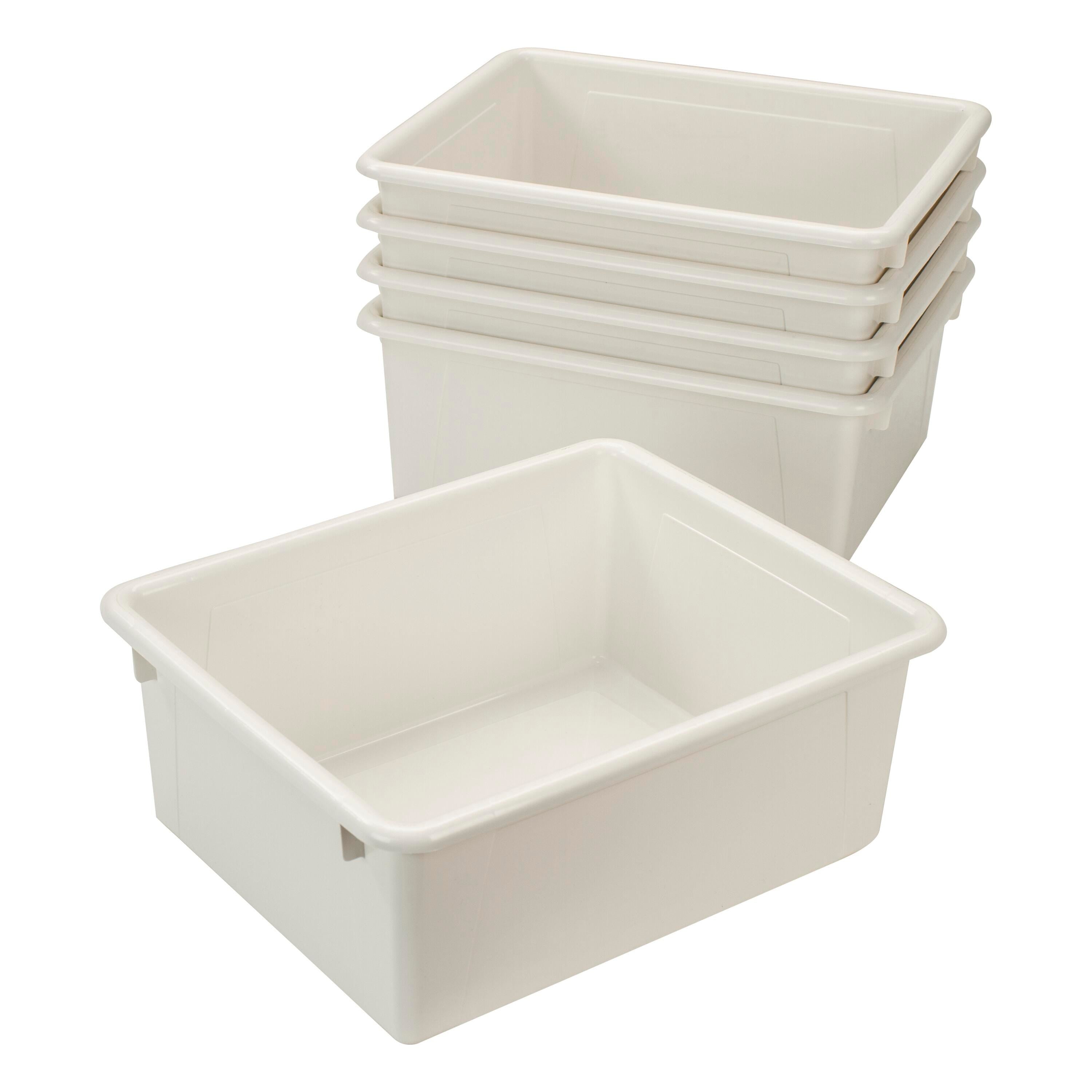 SCHOOL SMART DEEP STORAGE BIN - 10-3/4 X 13-3/8 X 5-1/4  - WHITE - PACK OF 5