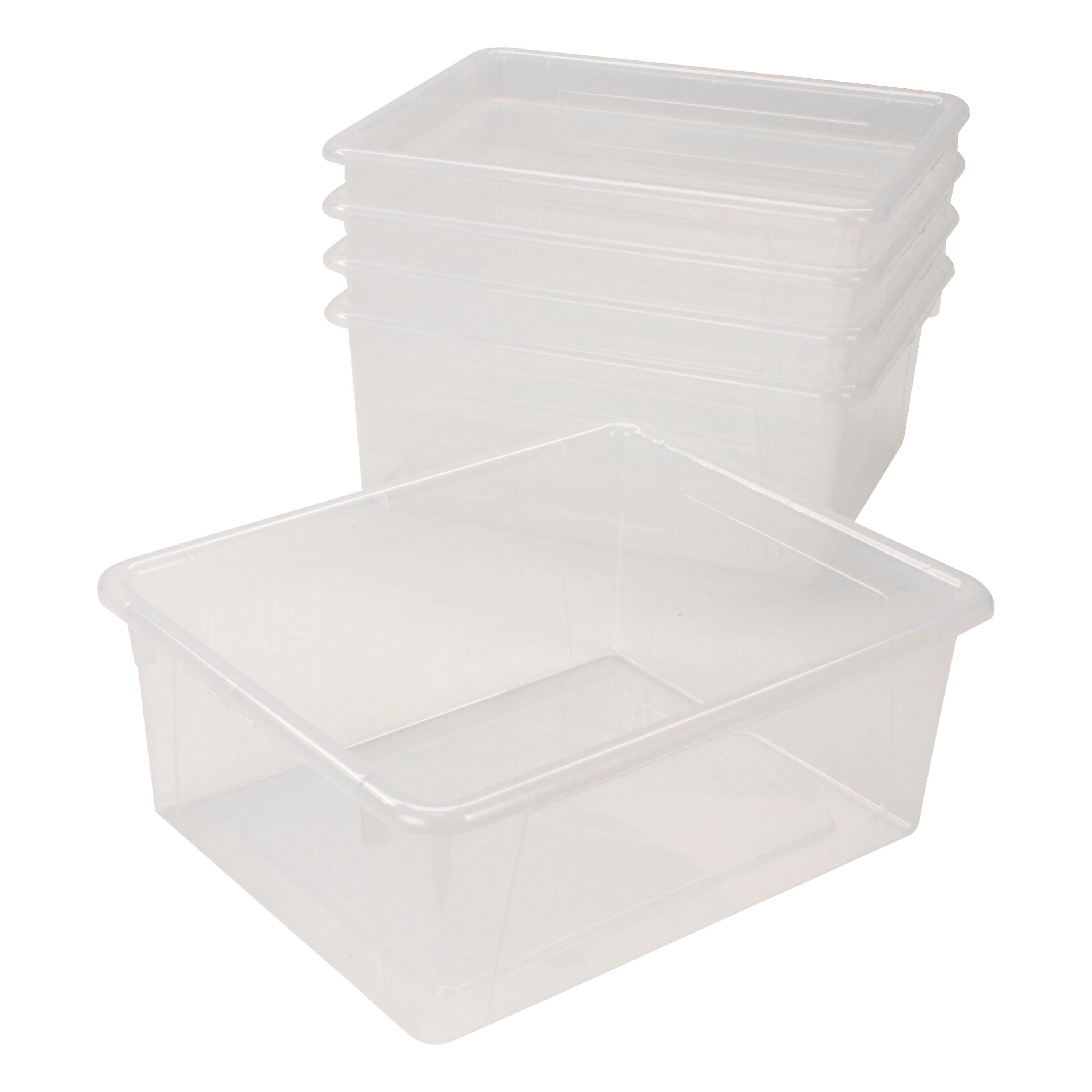 SCHOOL SMART DEEP STORAGE BIN - 10-3/4 X 13-3/8 X 5-1/4  - TRANSLUCENT - PACK OF 5