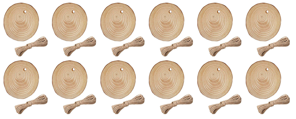 WOOD ORNAMENTS 3 INCH PACK OF 12