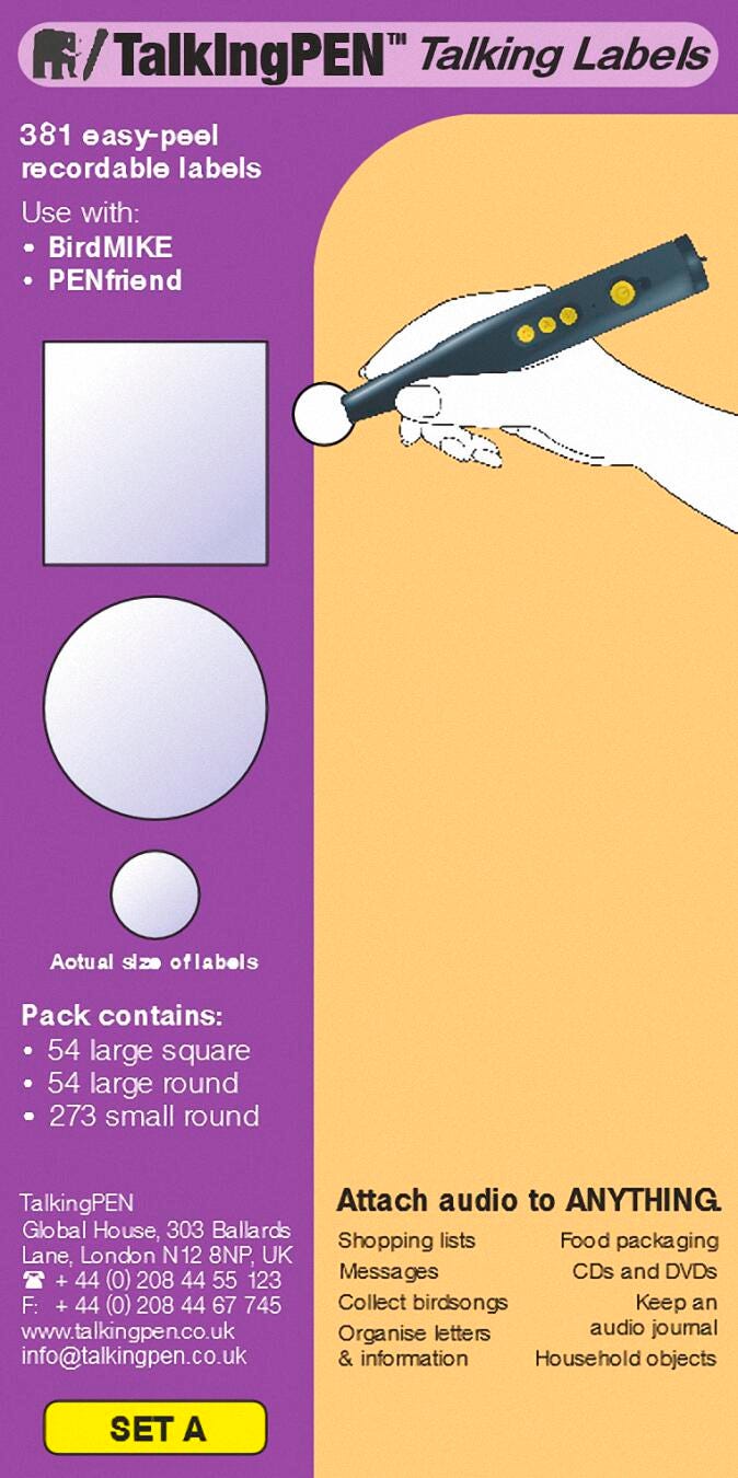 RECORDABLE LABELS - TALKING SET A S/381 LABELS