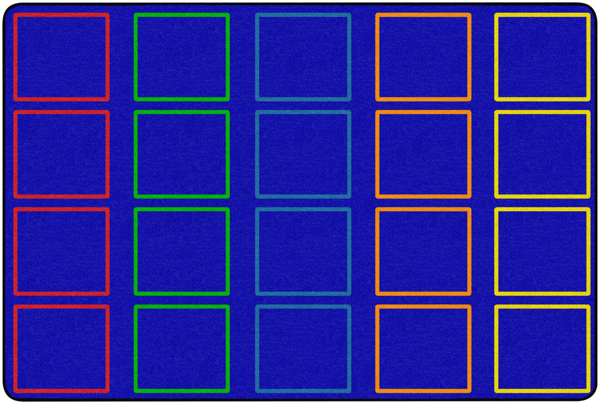 CHILDCRAFT - CARPETS - RAINBOW SQUARES - RECTANGLE - 6 FT X 9 FT - SPECIFY NUMBER OF SEATS - SPECIFY CARPET COLOR