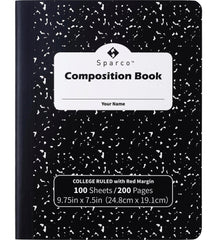 COMPOSITION NOTEBOOK 8X10.5 IN 1 SUB COLLEGE RULED 100 SHTS PK OF 12 SPR00333