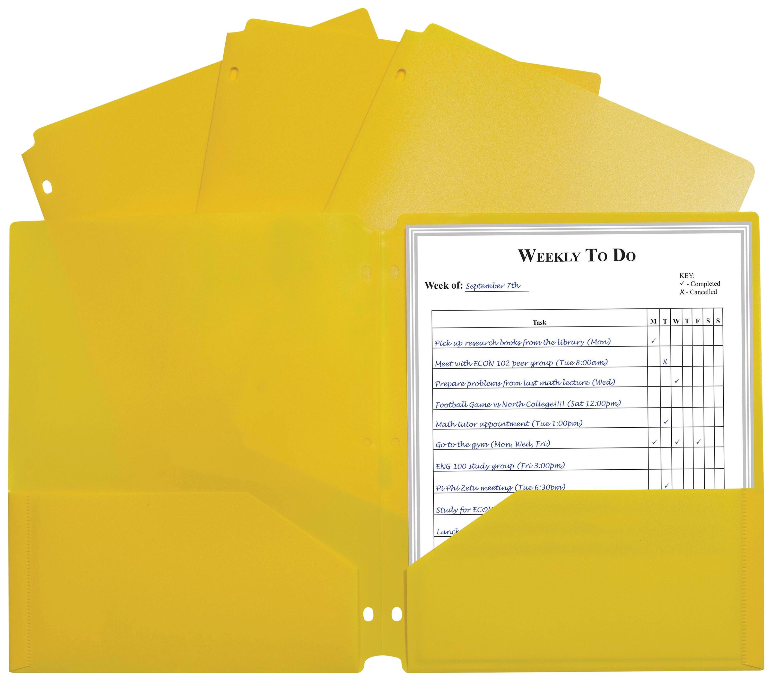FOLDER TWO POCKET POLY 3HP YELLOW PK OF 25 CLI33936