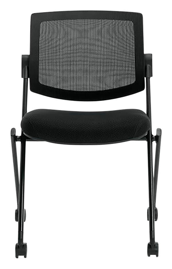 OTG MESH BACK FLIP SEAT NESTING CHAIR W/CASTERS - BLACK
