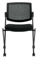 OTG MESH BACK FLIP SEAT NESTING CHAIR W/CASTERS - BLACK