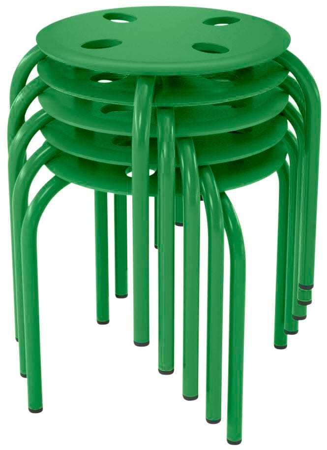 STOOL - PRIMA - SOFT PLASTIC SEAT - 12IN HEIGHT - SET OF 5 - GREEN