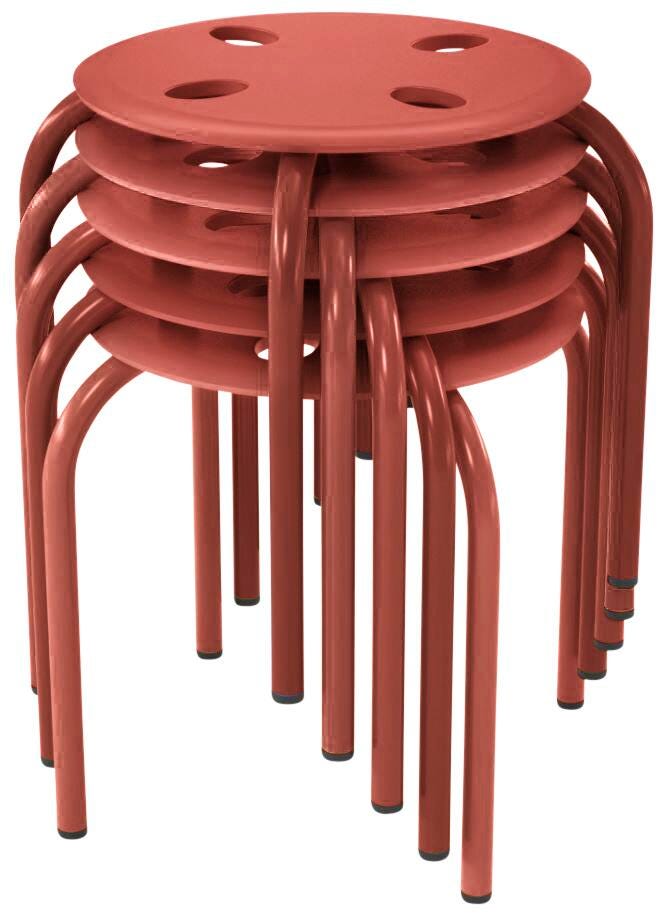 STOOL - PRIMA - SOFT PLASTIC SEAT - 12IN HEIGHT - SET OF 5 - RED