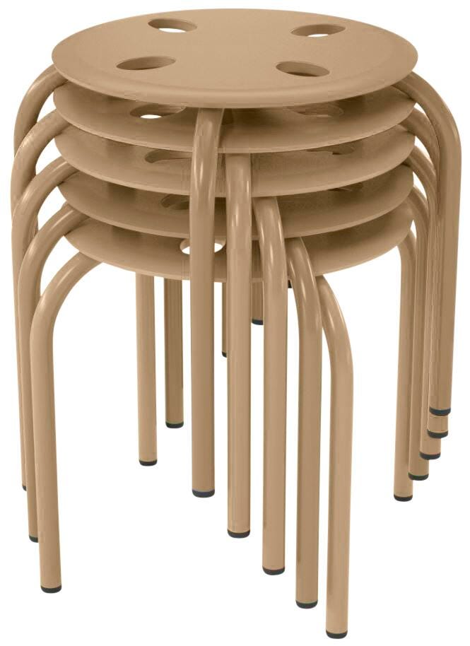 STOOL - PRIMA - SOFT PLASTIC SEAT - 12IN HEIGHT - SET OF 5 - BEIGE