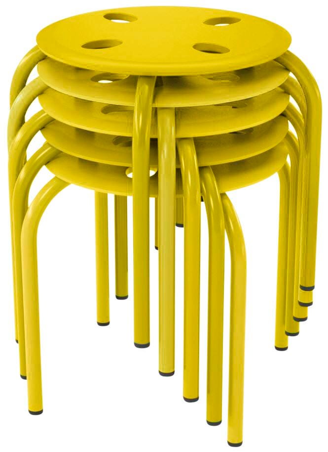 STOOL - PRIMA - SOFT PLASTIC SEAT - 12IN HEIGHT - SET OF 5 - YELLOW