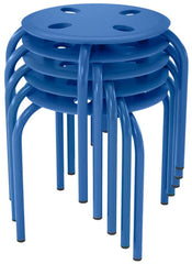 STOOL - PRIMA - SOFT PLASTIC SEAT - 12IN HEIGHT - SET OF 5 - BLUE