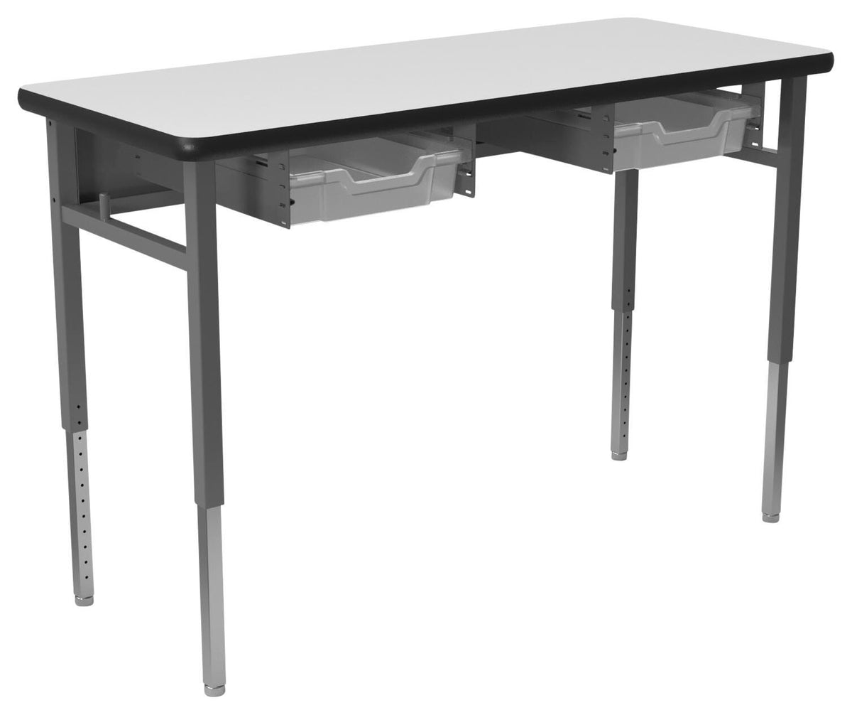 DESK - CLASSROOM SELECT - ADVOCATE SERIES DESK - 4-LEG TWO STUDENT - 48 W X 20 D IN - MARKERBOARD - LOCKEDGE - SPECIFY TOP COLOR - SPECIFY EDGE COLOR - TOTE RAILS
