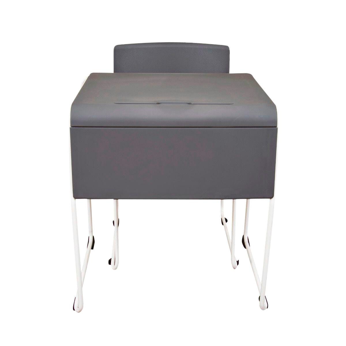 DESK - STUDENT STACKABLE DESK AND CHAIR - 27X22 DESK - 19X21 CHAIR - GRAY POLYPROPYLENE WITH WHITE FRAME