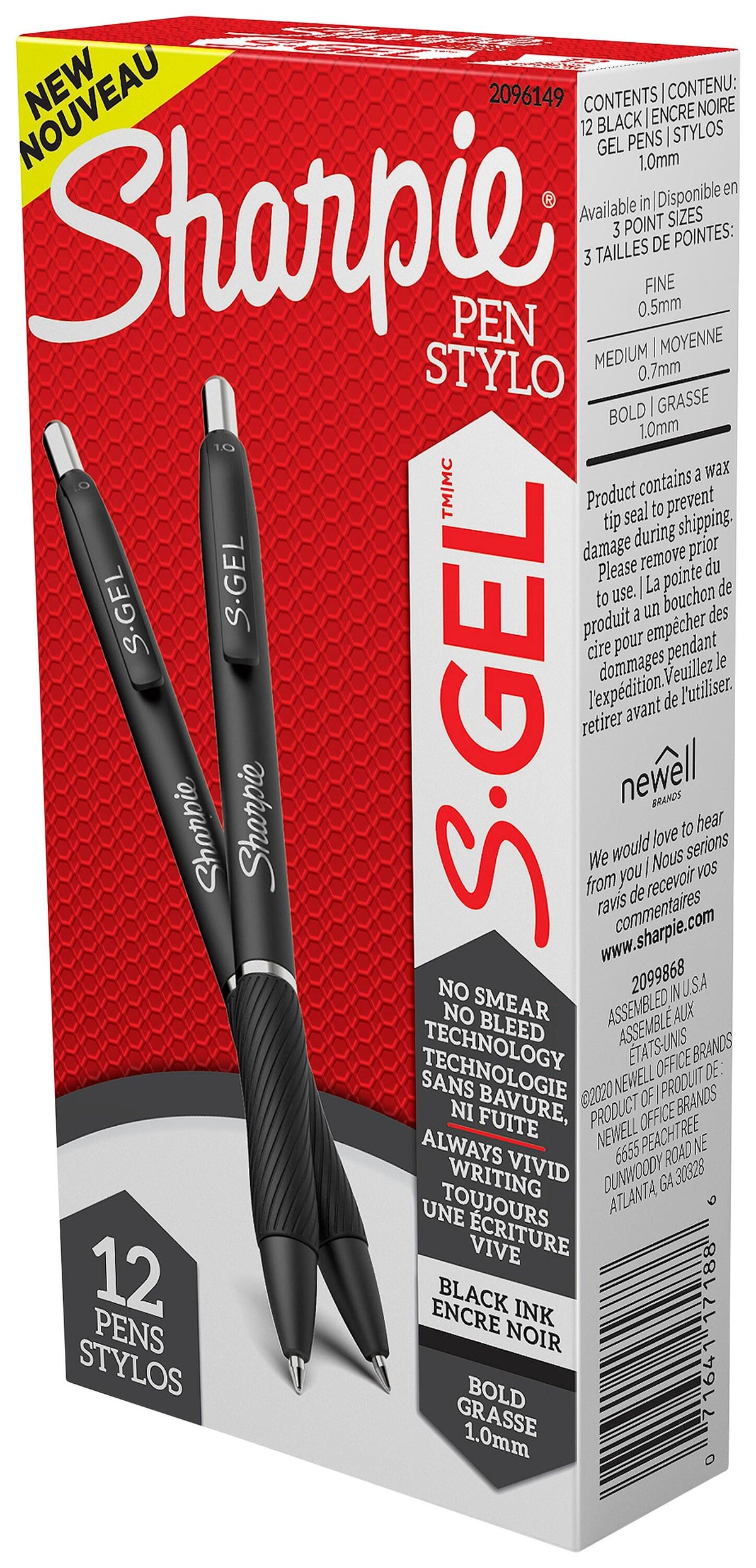 PEN SHARPIE GEL 1.0 MM BLACK PACK OF 12