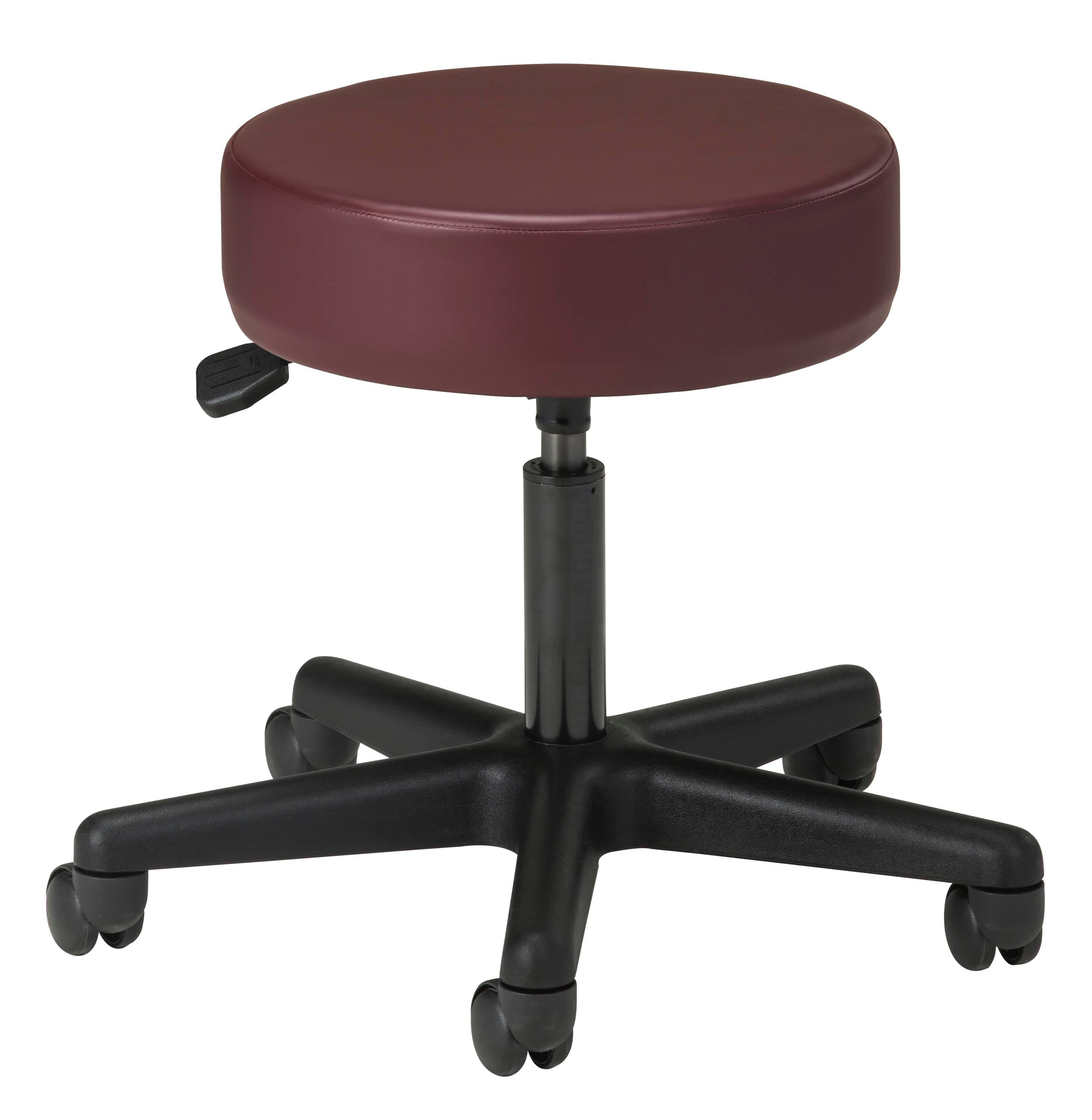 STOOL - CLINTON - PNEUMATIC STOOL - BURGUNDY UPHOLSTERY - BLACK BASE - 5-LEG