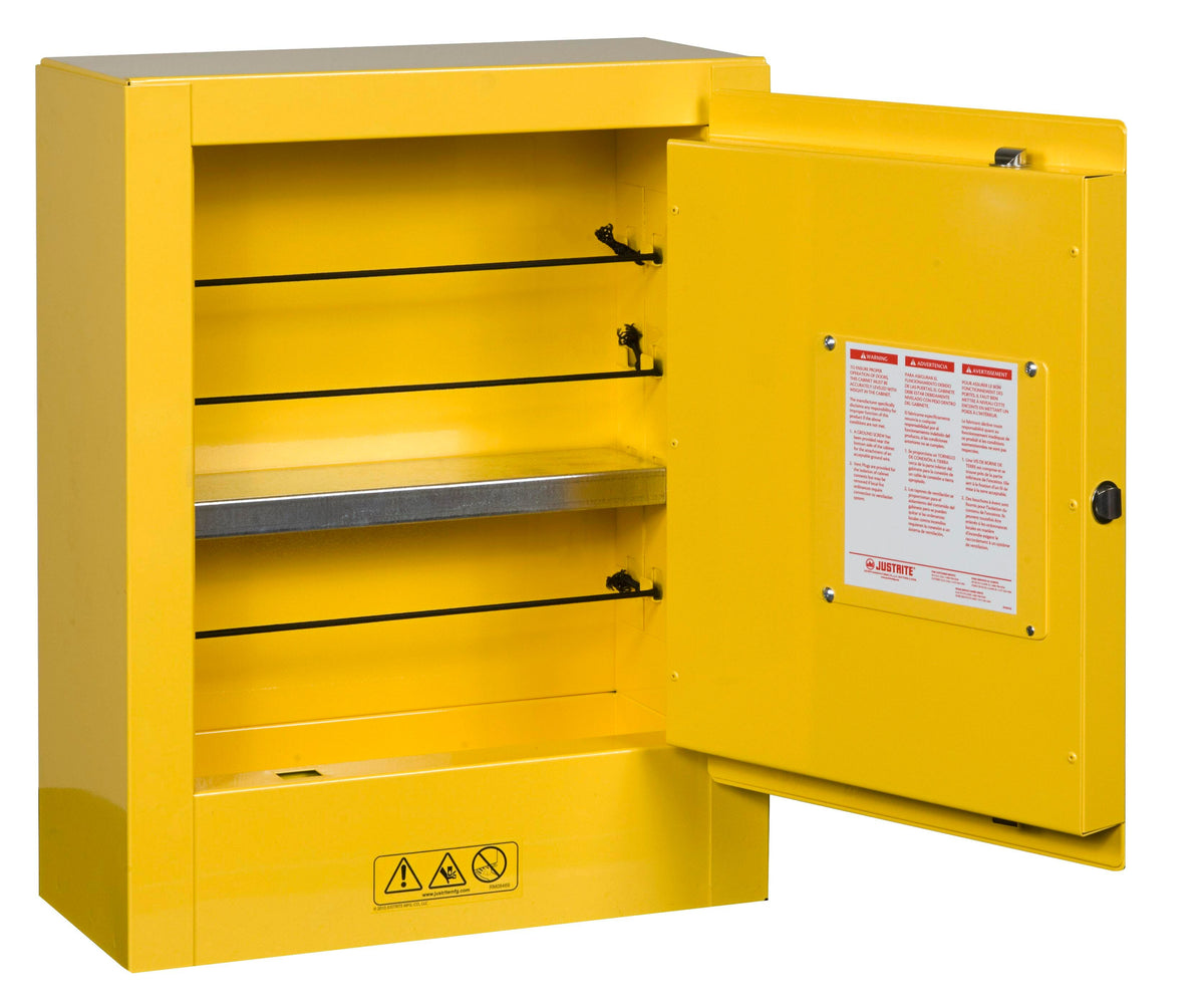 FLAMMABLE LIQUID SAFETY CABINET MINI MANUAL CLOSE DOOR YELLOW